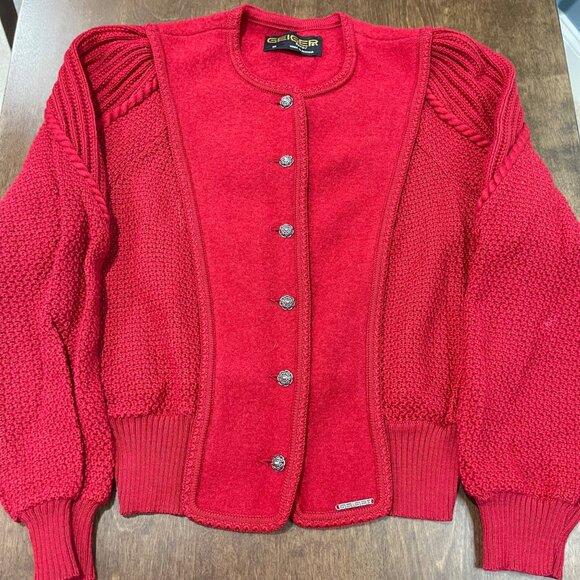 Vintage Geiger Wool Cardigan Sweater Women's Size 38 US Small Red Knit - Picture 4 of 11